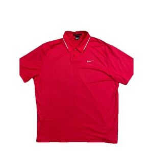 Nike Tiger Woods Collection Polo‎ Shirt Men's 2XL Dri-Fit Golf Red Golf